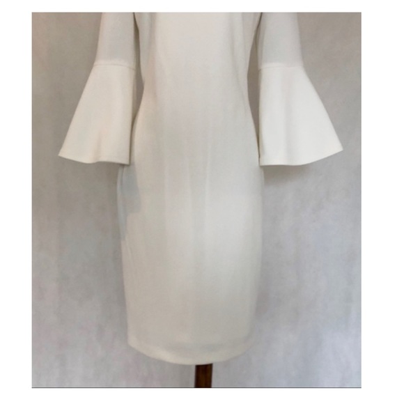 Calvin Klein Bell Sleeve Ivory Sheath Dress - Picture 4 of 10